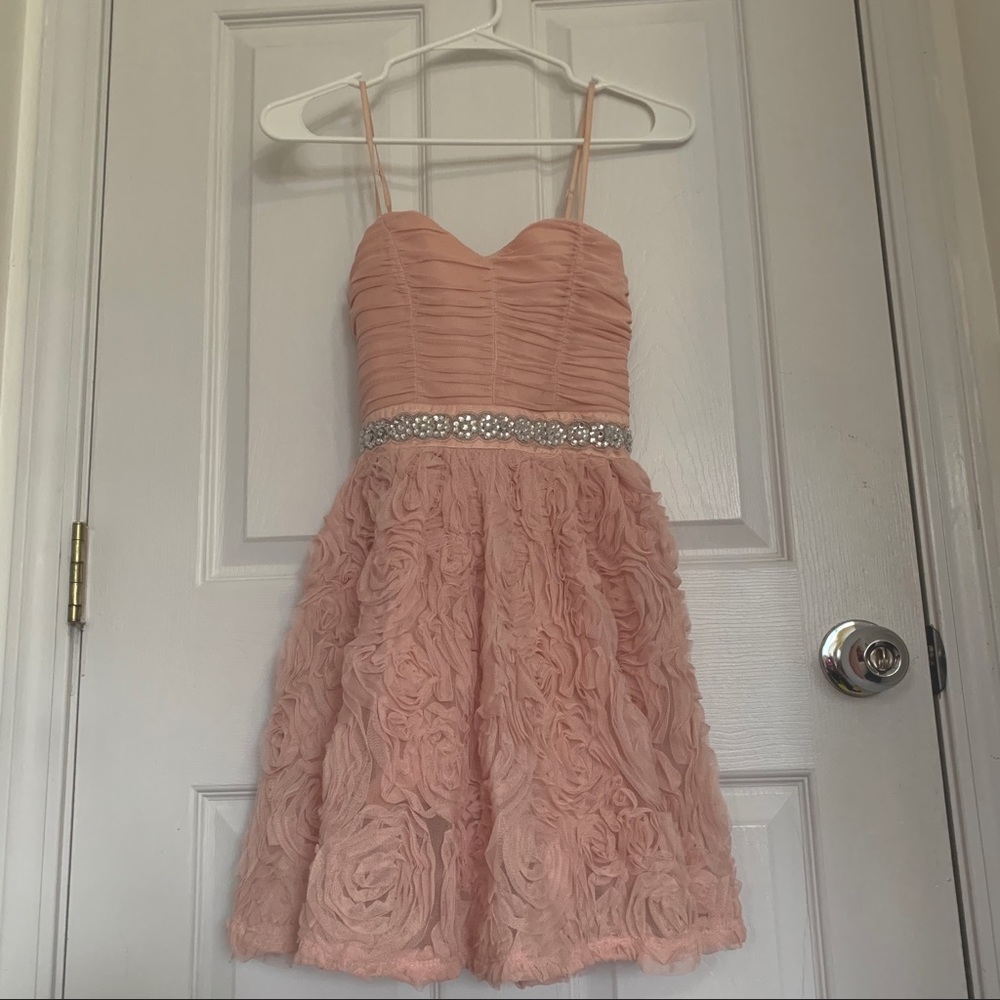 Pink Floral Formal Short Dress